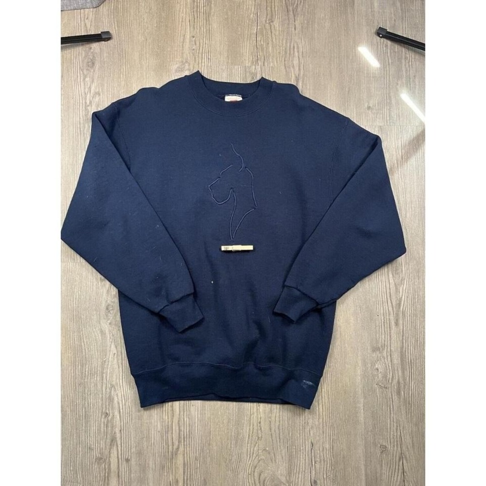 Vintage‎ Y2K Members Mark Great Dane Logo Men's Large Sweatshirt Crew Neck Navy